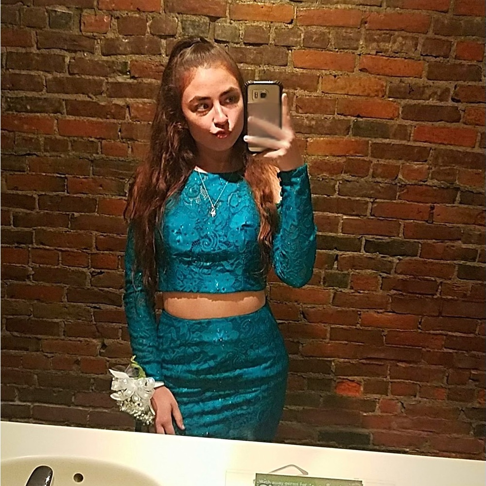 2 piece long sleeve Clarisse prom dress